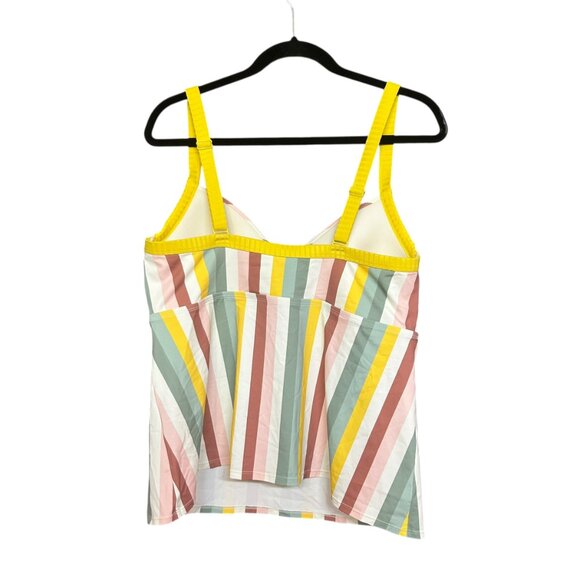 Addition Elle Multicolor Stripe Padded Tankini Top Plus Size 1X - Picture 3 of 5